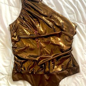 Taking the prize  one shoulder bodysuit -Bronze